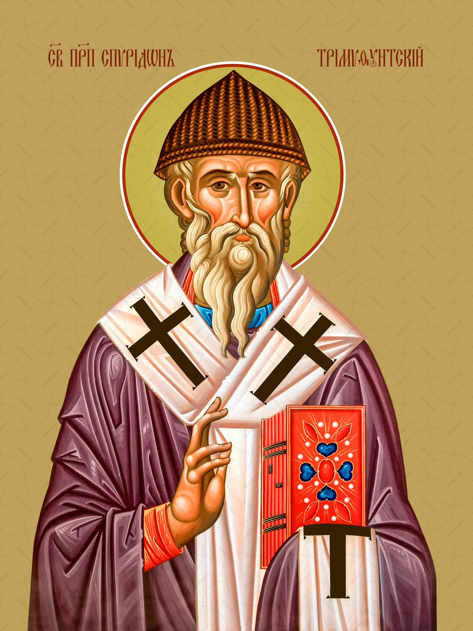 Js. Spiridon, Episkop Tremithus. Sumber: https://holyrosary.team/products/spyridon-of-trimifuntsky-reverend-srph5692